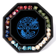 Load image into Gallery viewer, DND Dice Tray Blue Wolf & World Tree