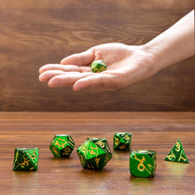 Load image into Gallery viewer, DND Metal Dice - Cracked Green Sky Lightning
