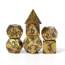 Load image into Gallery viewer, Polyhedral Metal Dice Set for DND - Crack Design (All Variations) Ancient Gold
