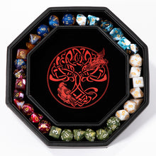 Load image into Gallery viewer, DND Dice Tray Red Celtic Knot &amp; World Tree Design
