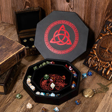 Load image into Gallery viewer, DND Dice Tray Red Celtic Knot &amp; World Tree Design
