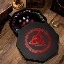 Load image into Gallery viewer, DND Dice Tray Red Celtic Knot &amp; World Tree Design
