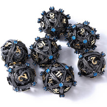 Load image into Gallery viewer, Metal DND Dice Set - Unique Jeweled Dragon Hoard Orb Design

