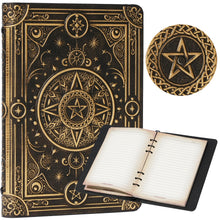 Load image into Gallery viewer, StoryForge Magic Refillable Notebook Journal Binder for DND: Worn Ancient Magic Design Black Bronze (No Crystal)
