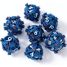 Load image into Gallery viewer, Metal DND Dice Set - Unique Jeweled Dragon Hoard Orb Design
