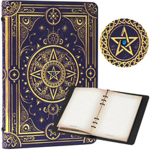 Load image into Gallery viewer, StoryForge Magic Refillable Notebook Journal Binder for DND: Worn Ancient Magic Design Blue Crystal+Navy Bronze
