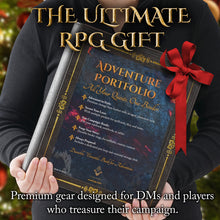 Load image into Gallery viewer, Vintage Adventurer's Portfolio – PU Leather Character Sheet Binder for DND with Spell Card Organizer and Storage Pockets
