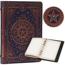 Load image into Gallery viewer, StoryForge Magic Refillable Notebook Journal Binder for DND: Worn Ancient Magic Design Green Crystal+Navy Copper
