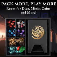 Load image into Gallery viewer, The All-in-One Game Roamer - DND Dice Tray, Large Tower and Storage for Random Rolls (Gold Dragon)
