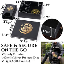 Load image into Gallery viewer, The All-in-One Game Roamer - DND Dice Tray, Large Tower and Storage for Random Rolls (Gold Dragon)
