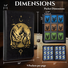 Load image into Gallery viewer, Celestial Moonlit Castle Card Binder - Fantasy 9-Pocket Ringless TCG Binder, 432 Side-Loading Pockets, Foil PU Leather
