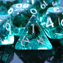 Load image into Gallery viewer, Ocean Moss DND Dice Set - Unique Aquamarine Ocean Moss for RPG
