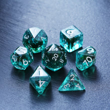Load image into Gallery viewer, Ocean Moss DND Dice Set - Unique Aquamarine Ocean Moss for RPG
