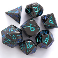 Load image into Gallery viewer, Beautiful Cracked Blue Green Iridescent Metal Dice Set
