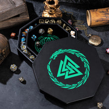 Load image into Gallery viewer, DND Dice Tray 3 Interlocked Triangles (Valknut) and Dragon Design (ALL VARIATIONS)
