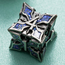 Load image into Gallery viewer, Metal Dice for DND - Spire Sanctum Series - Beautiful Polyhedral 7 Piece Dice Set (Silver Blue Glitter)
