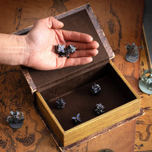 Load image into Gallery viewer, Metal Dice for DND - Spire Sanctum Series - Beautiful Polyhedral 7 Piece Dice Set (Silver Blue Glitter)
