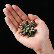 Load image into Gallery viewer, Metal Dice for DND - Spire Sanctum Series - Beautiful Polyhedral 7 Piece Dice Set (Antique Copper Green Glitter)
