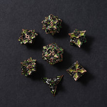 Load image into Gallery viewer, Metal Dice for DND - Spire Sanctum Series - Beautiful Polyhedral 7 Piece Dice Set (Antique Copper Green Glitter)
