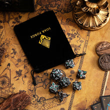 Load image into Gallery viewer, Metal Dice for DND - Spire Sanctum Series - Beautiful Polyhedral 7 Piece Dice Set (Antique Silver Green Glitter)
