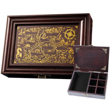 Load image into Gallery viewer, Vintage Dice Tray &amp; Rolling Box for DND and RPG Adventurer's Map Black Velvet

