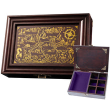 Load image into Gallery viewer, Vintage Dice Tray &amp; Rolling Box for DND and RPG Adventurer's Map Purple Velvet
