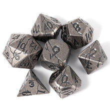 Load image into Gallery viewer, Polyhedral Metal Dice Set for DND - Crack Design (All Variations) Ancient Iron
