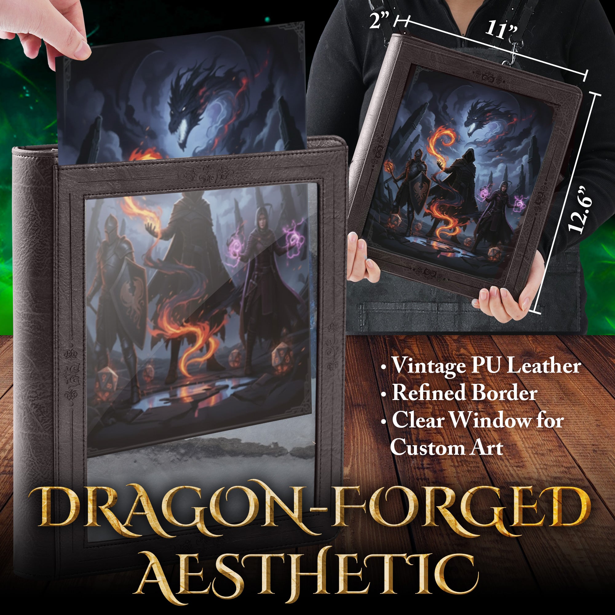 dnd card binder Vintage Adventurer's Portfolio – Shadow Brown PU Leather Character Sheet for with Spell Organizer and Storage Pockets drawn from the margins version:Kyogre ex Grand Abolisher (The Big flip folder