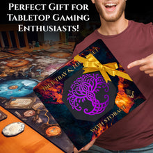 Load image into Gallery viewer, Dice Tray and Dice Tower for DND and RPG - All-in-One Game Roamer Tray &amp; Large Tower for Random Rolls (Purple Tree)
