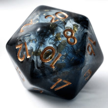 Load image into Gallery viewer, Resin Dice Set for DND and RPG – 7pc Polyhedral Set with Glitter and Foil
