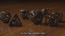 Load and play video in Gallery viewer, Imprisoned Dragon Core DND Dice Set (Black and Red)
