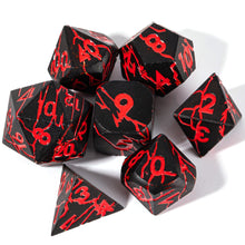 Load image into Gallery viewer, Dark Abyss Ruin Metal Dice Black with Red Cracks
