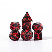 Load image into Gallery viewer, Dark Abyss Ruin Metal Dice Black with Red Cracks
