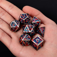Load image into Gallery viewer, Blue Dragon Scale Blood Splattered Metal Dice
