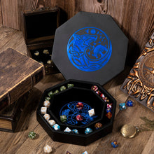 Load image into Gallery viewer, DND Dice Tray Blue Wolf &amp; World Tree
