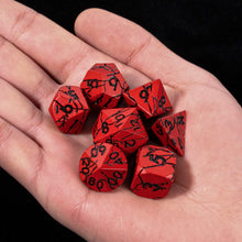 Load image into Gallery viewer, Demonic Ruins Red and Black Cracked Metal Dice
