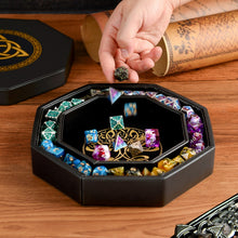 Load image into Gallery viewer, DND Dice Tray Gold Celtic Knot &amp; World Tree Design
