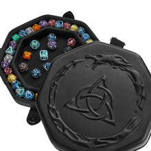 Load image into Gallery viewer, DND Dice Tray Celtic Knot for Dungeons and Dragons - Perfect Dice Rolling Tray &amp; Dice Case for RPG Games to Protect Dice Black
