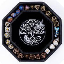 Load image into Gallery viewer, DND Dice Tray Silver Celtic Knot &amp; World Tree Design

