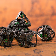 Load image into Gallery viewer, Imprisoned Dragon Core DND Dice Set (Black and Green)
