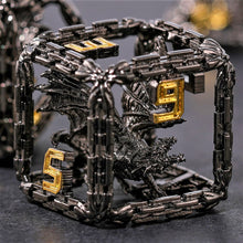 Load image into Gallery viewer, Imprisoned Dragon Core DND Dice Set (Black and Gold)
