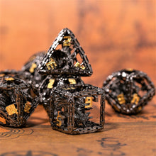 Load image into Gallery viewer, Imprisoned Dragon Core DND Dice Set (Black and Gold)
