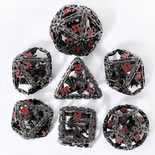 Load image into Gallery viewer, Imprisoned Dragon Core DND Dice Set (Black and Red)
