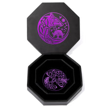Load image into Gallery viewer, DND Dice Tray Purple Wolf &amp; World Tree
