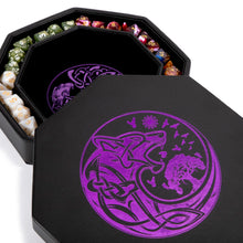 Load image into Gallery viewer, DND Dice Tray Purple Wolf &amp; World Tree
